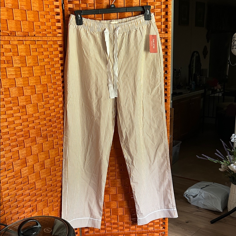 State of day, beige, and white pajama pants